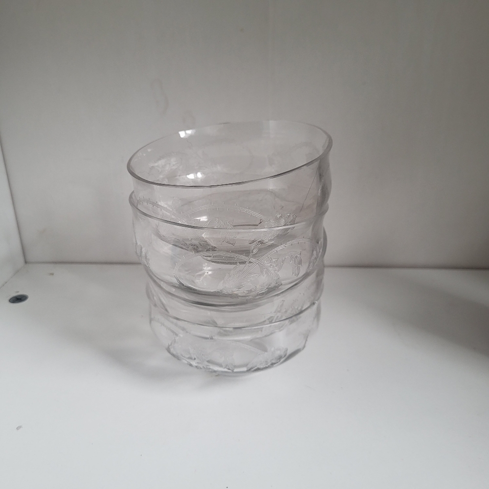 Tiffin Fracician Princess Crystal Clear Glass Bowls Set Of 4